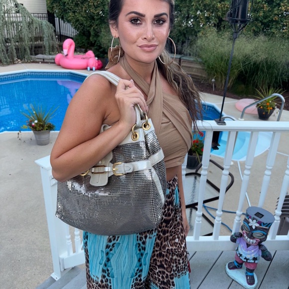 Jimmy Choo Medium Tulita Shoulder Bag- Elegant Silver and Gold - Picture 3 of 6